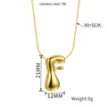 Gold balloon style letter F pendant necklace in 18K gold plated stainless steel - Letter F(Z88) / Gold