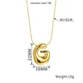 Polished 18K gold plated stainless steel balloon style letter G pendant necklace - Letter G(Z88) / Gold