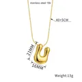 Golden balloon initial U pendant necklace in 18k stainless steel for women - Letter U(Z88) / Gold