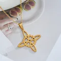 Golden stainless steel witch's knot pendant necklace with fine chain for women - Gold