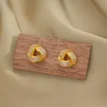 Gold knotted triangle stud earrings with sparkling pavé cubic zirconia for women - Gold Stud Earrings