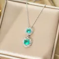 Silver jewelry set featuring circular green zircon pendant necklace with multi-color stones - Necklace / Silver