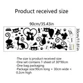 Black cartoon cat wall stickers for bedroom DIY decor, removable PVC silhouette design - 30x90cm / Black