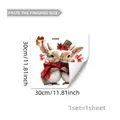 Christmas window sticker featuring cute rabbits with red scarves and festive floral motifs - 30x30cm / Rabbit Style (C20018)