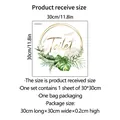 Detail of tropical leaf wall sticker with Toilet sign and 30x30cm size specifications - Golden Round Tropical Botanical Style (MS8393)
