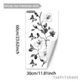Detail of 60x30cm minimalist black flower and butterfly wall decal with dimensions - Style 2 (30*60cm)