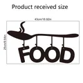 Creative black kitchen wall sticker with FOOD letters and spoon design, 43x25cm size - 43x25cm