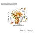 Détails des stickers muraux tournesols lot de 2 feuilles mesurant 30x30cm chacune - Style Tournesol en Pot avec Colibri et Papillon (C20043)