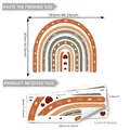 Detailed dimensions of boho rainbow wall stickers showing finished size and product layout - Bohemian Earth Tone Style (B18015) / 30x90cm (4 Pieces)