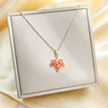 Exquisite 18K gold plated maple leaf necklace with red zircons in a jewelry gift box - Gold Maple Leaf Necklace