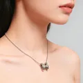 Elegant silver H-shaped necklace with shimmering zircons on a delicate chain - Silver H Cylinder Necklace / Silver