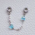 Silber-Sicherheitskette Armband mit Schmetterling-Kristallen, Perlen und Zirkonia - Hellblauer Schmetterling Perle Sicherheitskette