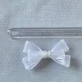 Mini white double-layered mesh bow for pet accessories and doll clothes 5cm width - White