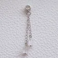 Eleganter Silber-Charm mit Quastenkette und transparentem Zirkonia-Anhänger - Rollrand Große Lochperle Klarer Quadratischer Stil
