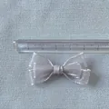 Mini DIY grey sparkling lace bow accessory for pet clothing and doll crafts, 4.5cm wide - Silver Gray