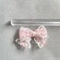 5,5 cm DIY Rosa und Weiß doppellagiges Spitzen-Schleifen-Accessoire für Handwerk - Weiße Spitze Geschichtet Rosa Weiß (5.5cm)