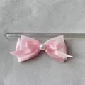 Fiocco rosa a doppio strato con perla centrale per accessori capelli fai da te - Stile Perla Garza Glitter Argento Raso (3)