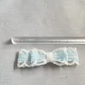 Μπλε και άσπρο δαντελένιο φιόγκο 8cm για DIY ρούχα και αξεσουάρ μαλλιών για γυναίκες - Λευκή Δαντέλα Μπλε Φόδρα (8cm)