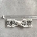 Weiße Spitzenschleife mit schwarzen Streifen für DIY-Projekte, 8 cm breit für Haarschmuck - Weiße Spitze Schwarz-Weiß Gestreiftes Futter (8cm)