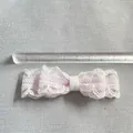 Rosa und weißes DIY Schleifen-Accessoire aus Spitze mit Maßstab zeigt 8 cm Breite - Weiße Spitze Hellrosa Geschichtet (8cm)
