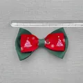 Fiocco natalizio con pupazzo di neve e albero su nastro rosso e verde, misura 7-8cm - Stile Albero di Natale Fiocco di Neve a Strati Rosso Verde