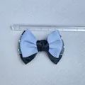 Vista superior de lazo azul y negro de 8,5cm con malla de lunares para manualidades - Cinta Grosgrain Estilo 5