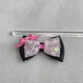 Detalle de lazo rosa y negro con lentejuelas y gema para accesorios de ropa BJD - Estilo Compuesto de Gemas de Malla Rosa con Lentejuelas (9)