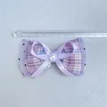 Purple bow accessory with polka dot tulle, plaid fabric, and pearl for DIY crafts - Polka Dot Plaid Style (2)