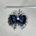 Elegant multi-layer bow hair clip with black ribbon, polka dot mesh and pearl detail - Multi-Layer Polka Dot Mesh (1)