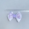 Handmade 7cm purple and white double-layered satin ribbon bow accessory for hair and crafts - Light Purple White Contrast (3)