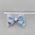 Blaues DIY-Hand Schleifen-Accessoire mit Perle und Herznetz-Detail 10 cm - Herz Tüll Perle Stil (2)