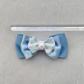 Handgemaakte 8cm blauwe haarstrik met gelaagde linten, parels en glanzende strass-stenen - Marineblauw Grosgrain Satijn Parel Stijl (7)