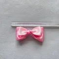 Lazo de satén rosa de doble capa con diamantes de imitación y lunares blancos, de 8 cm - Estilo Rosa Lunares Malla Strass (3)