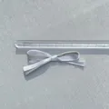 Handmade double-layered satin bow 7.5cm width in white and grey for DIY accessories - Double Layer Bow / Grey/White