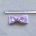 Purple satin polka dot bow hair clip with crystal heart accent and 6.5cm size reference - Purple Polka Dot Style (1) / Purple (1)