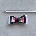Polka dot layered ribbon bow hair accessory with heart center and measuring scale - Black Polka Dot Style (2) / Black (2)