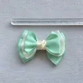 Mint green and cream layered gauze bow accessory measuring 8.5cm for DIY hair clips - Mint Green Off-White Color-Block (1)