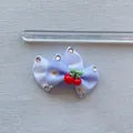 Fiocco per capelli a quadretti blu con ciliegie e cristalli per bambole, largo 9cm - Plaid Blu Chiaro Margherita Ciliegia Stile (2)
