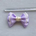 Handmade purple and cream gauze bow accessory for DIY crafts and hair clips, 9.5cm wide - Light Purple Off-White Color-Block (2)