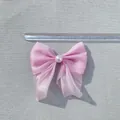 Rosa Organza-Schleife mit Kunstperle und 8 cm Breitenmessung für Haarschmuck-Accessoires - Rosa