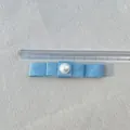 Detail of 80mm light blue satin bow hair clip with a centered white faux pearl bead - Sky Blue With Pearl (8)