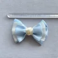 Blue and white layered gauze bow accessory measuring 8.5cm for DIY hair clips and clothing - Light Blue Off-White Color-Block (3)
