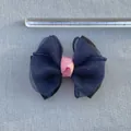 Lazo de organza azul con cinta rosa y encaje negro, ancho aproximado de 8,5 cm - Estilo Contraste Azul Marino y Rosa (1)