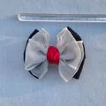 Lazo de tres capas con tela negra, malla blanca y cinta roja, ancho de 8,5 centímetros - Estilo en Capas Blanco Rojo y Negro (4)