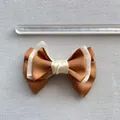 Detail van 10cm bruin-crème gaasstrik accessoire met liniaal voor maatverwijzing - Bruin Crème Kleurblok (8)