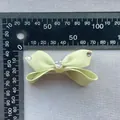 Fiocco di raso verde chiaro con strass a cuore per accessori per capelli e abiti - verde chiaro