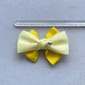 Fiocco a strati fatto a mano da 10cm con nastro grosgrain giallo e cristallo a cuore - Costine Gialle Su Raso Giallo Chiaro (Stile 1)