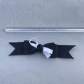 Handmade black and white striped ribbon bow accessory for DIY crafts and hair ornaments - Black And White Contrast Long Bow (1)