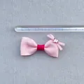 Pink layered ribbon bow hair clip with heart crystal and 4.5cm width measurement - Light Pink Double Layer Side Heart Crystal Style (2)