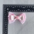 Accessoire nœud floral en dentelle rose pour serre-tête Lolita, décor d'été fait main - Nœud En Coton Floral À Double Couche Avec Dentelle (2) / Lot de 10